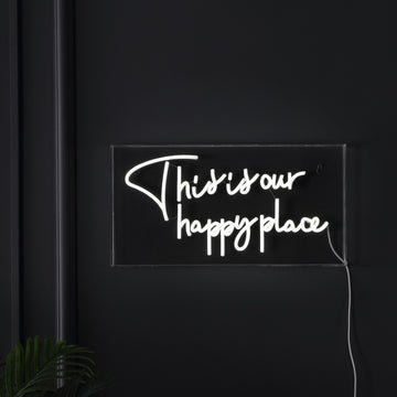This Is Your Happy Place Contemporary Glam Acrylic Box USB Operated LED Neon Light - JONATHAN Y